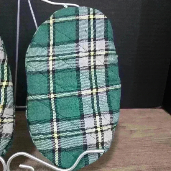 Handmade Microwave Mitts Green / White / Black /  Yellow Plaid / Regular Size - Picture 4 of 6